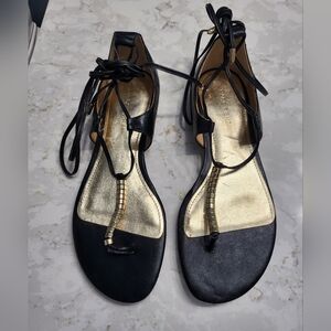 Black  Sandals with Gold Accents